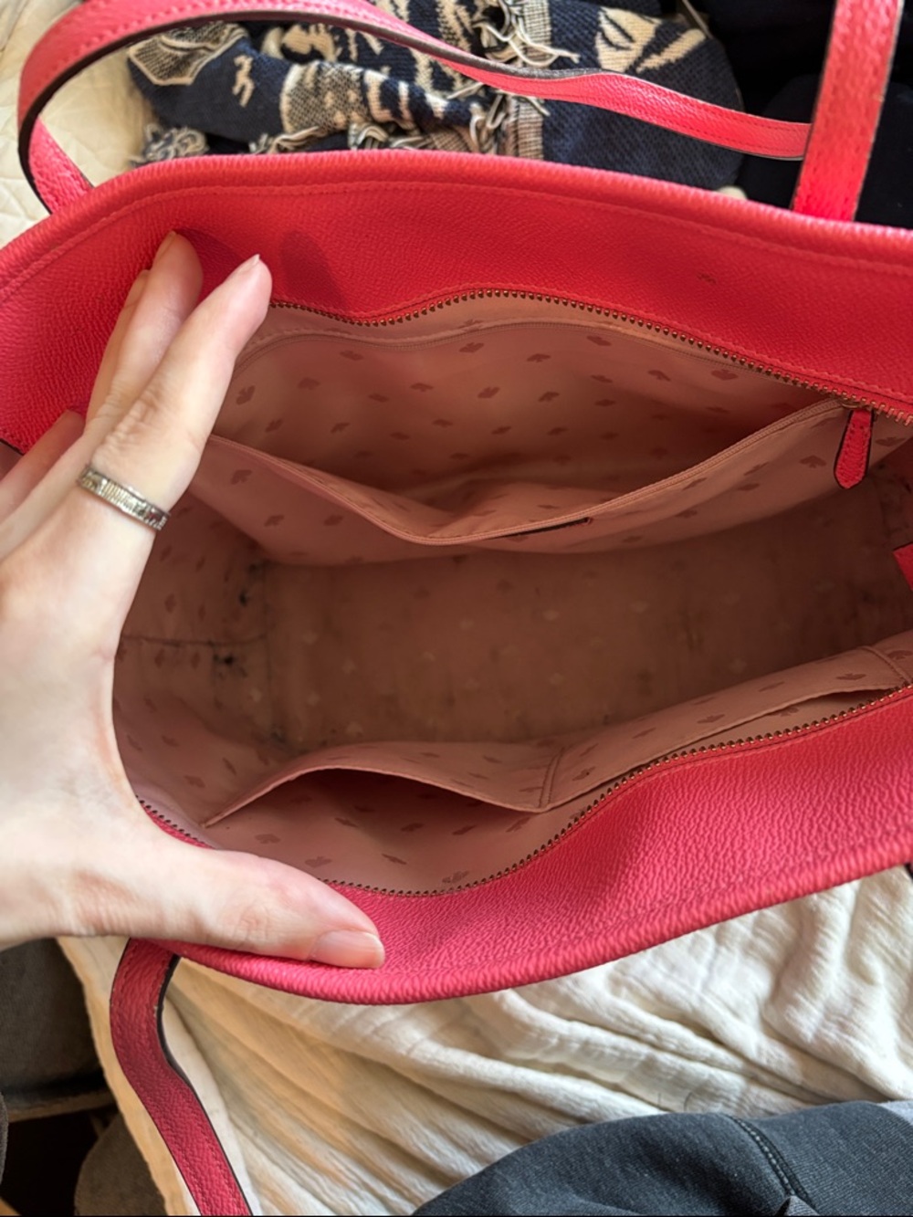 Pink Kate Spade Leather Tote Bag Purse - Picture 3 of 4